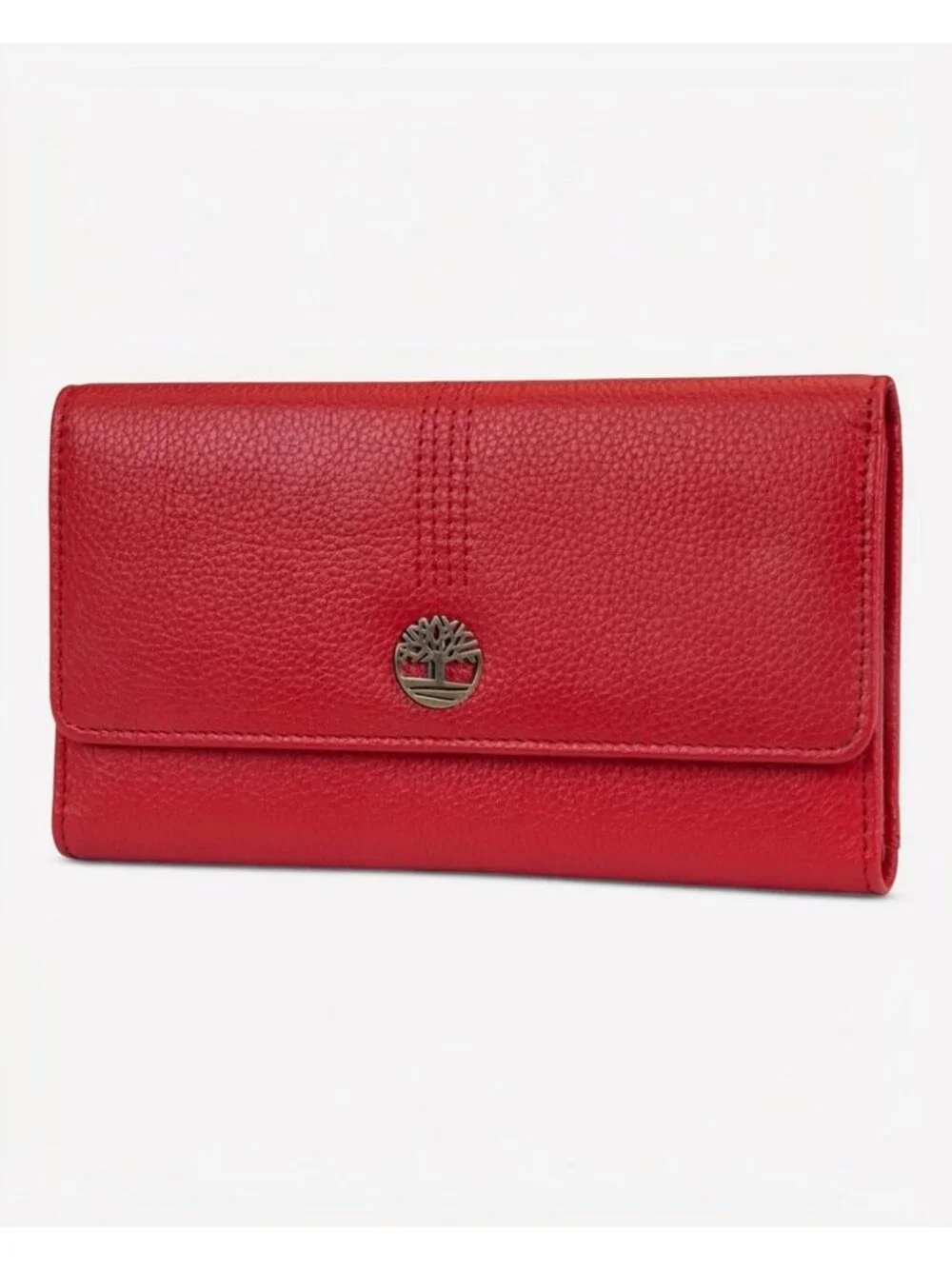 Stylish Leather RFID Flap Wallet Clutch Organizer - Cherry Pebble Design